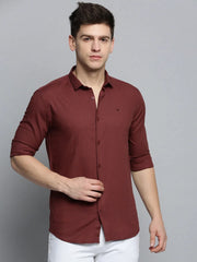 Men Orange Solid Casual Shirt-BENTLEYPLAIN-1834-Rust