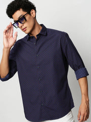 Men Navy Geometrical Casual Casual Shirts-STANLEY-5575-Navyblue