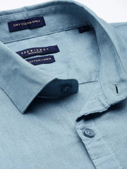 Men Teal Solid Casual Shirt-SWALLOW-1764-Teal