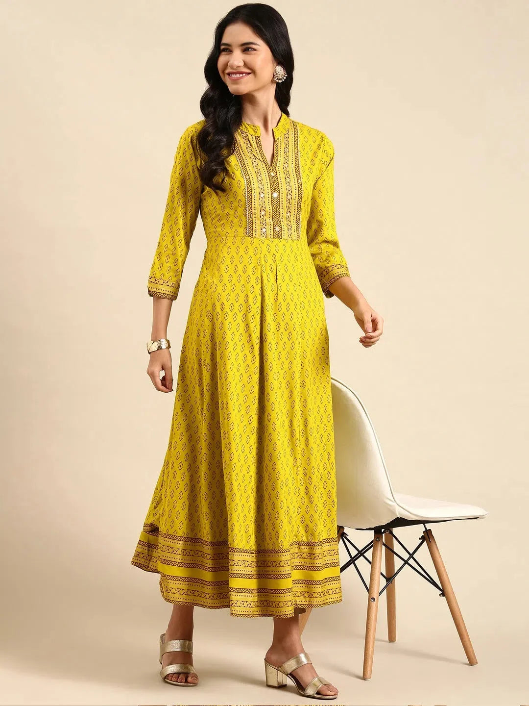 Lime Green Embroidered Kurti | Cotton Indian Kurtas Online