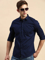Men Navy Printed Casual Shirt-STAPLEPRINTS-0456-Navyblue