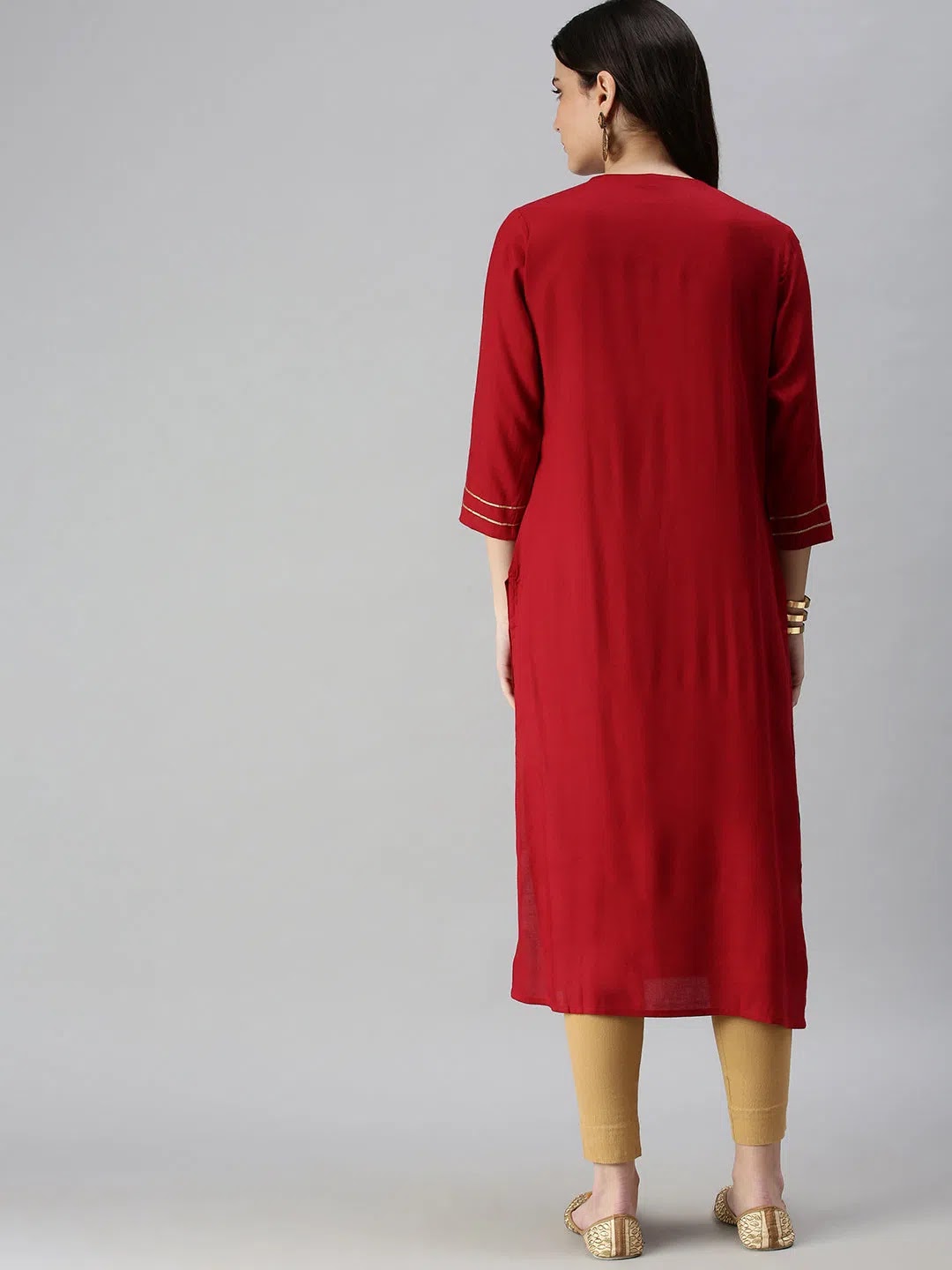 Maroon Cotton Indian Kurta for Ladies - DesiQlo Solid Kurti