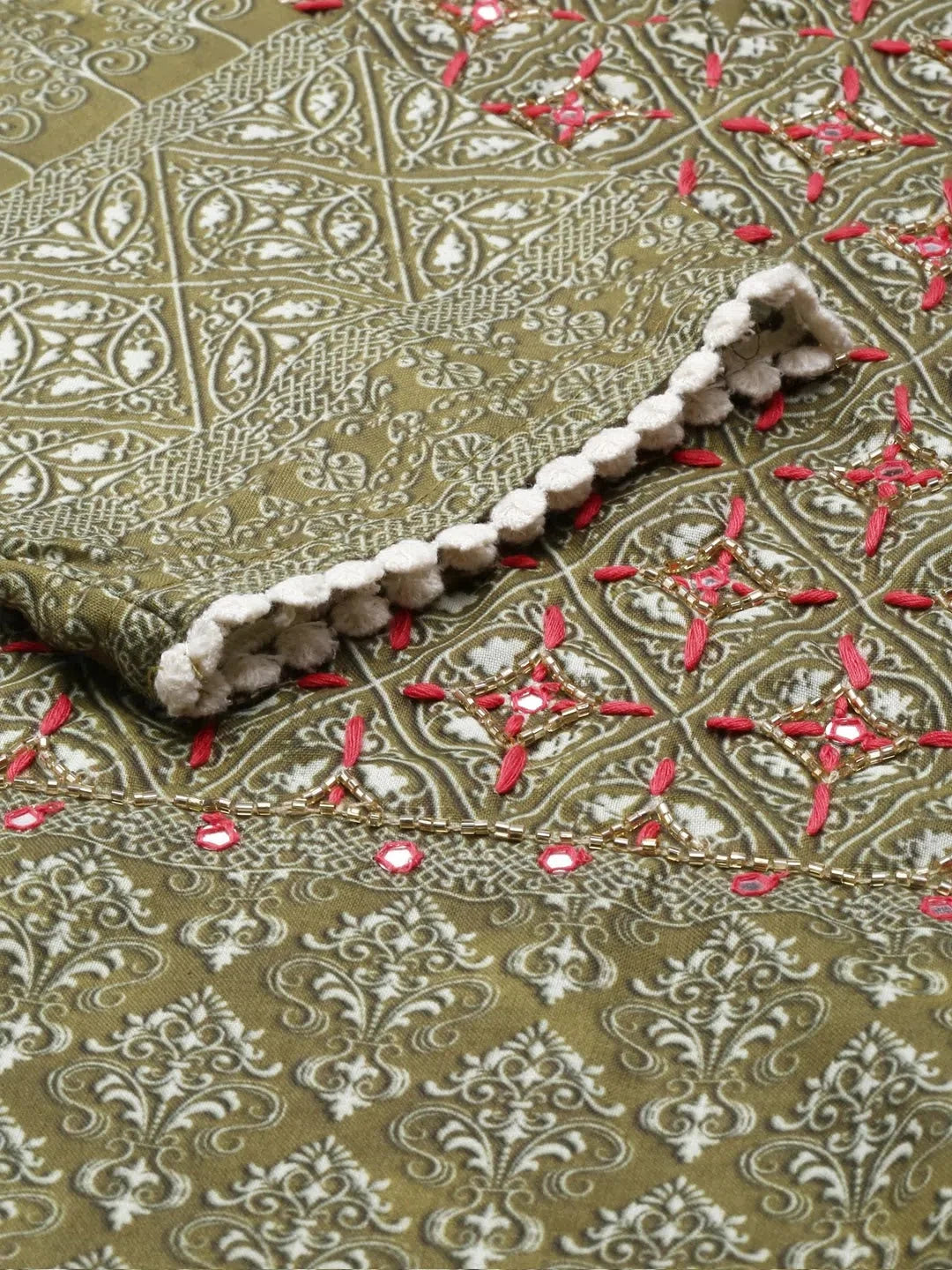 Olive Printed Kurta Set | Cotton Indian Women's Kurta Sets