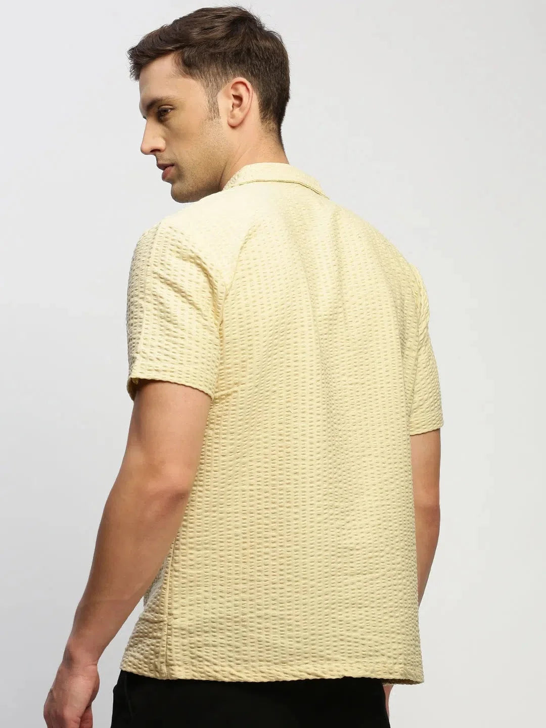 Men's Cream Solid Shirt - Essential Cotton Shirt | DesiQlo