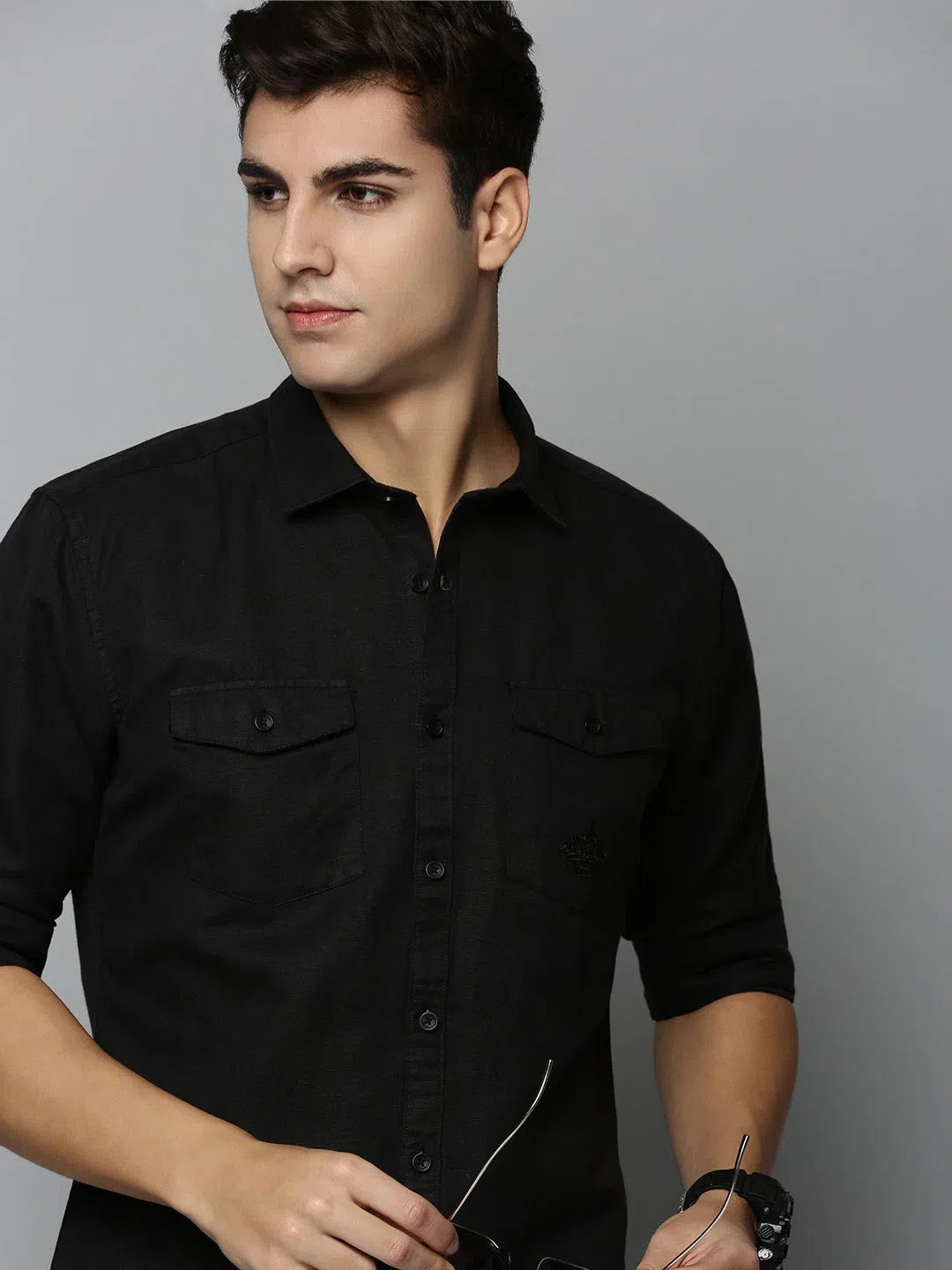 Black Solid Mens Shirt - Cotton Casual & Formal Shirts