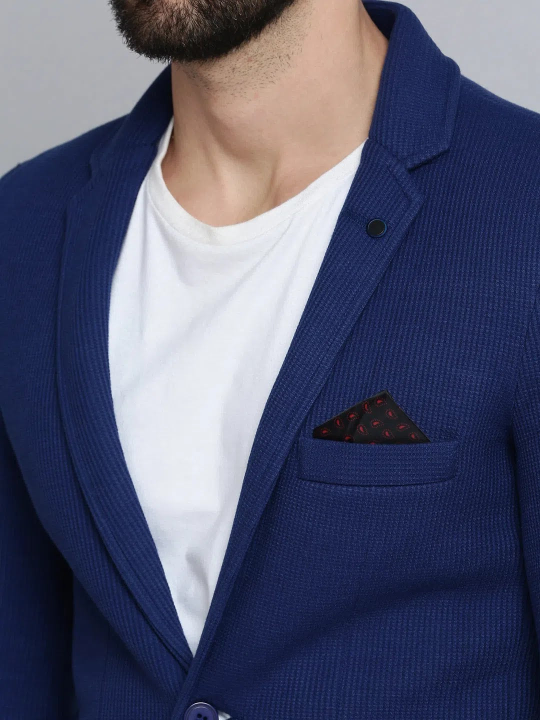 Men's Blue Solid Blazer - Stylish Men's Ethnic Wear
