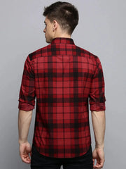 Men Maroon Checked Casual Shirt-RAFFLERIMPORTCHECKS-4743-Maroon