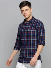Men Navy Checked Casual Shirt-DALTONCHECKS-4087-Navyblue