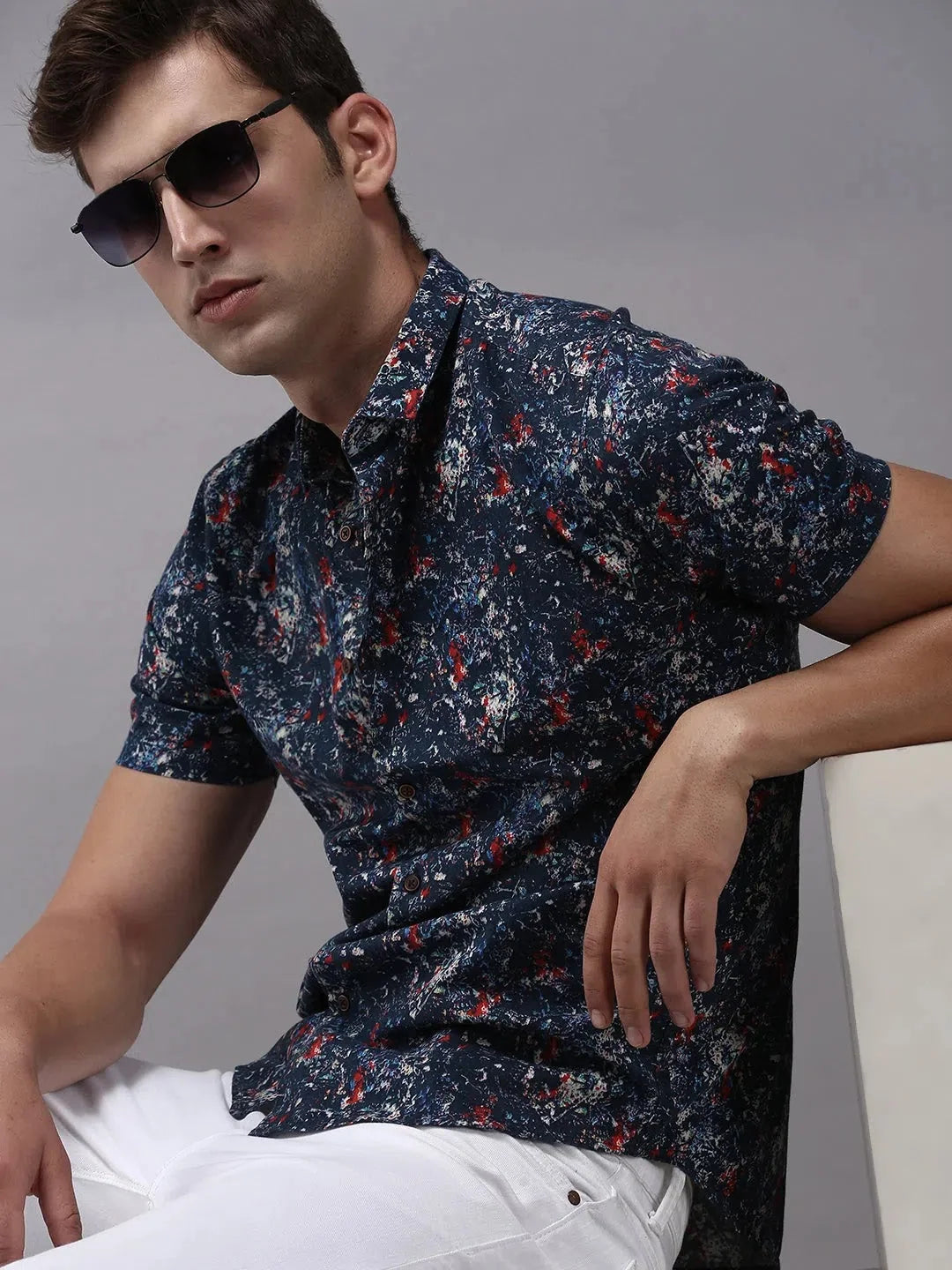 Trending Blue Printed Mens Shirt - Casual Cotton Shirt | DesiQlo