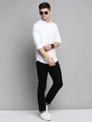 Men White Solid Casual Shirt-KNOXPLAIN-4489-White