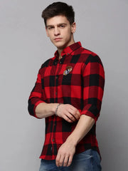 Men Red Checked Casual Shirt-COLLINSCHECKS-4047-Red