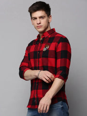 Men Red Checked Casual Shirt-COLLINSCHECKS-4047-Red