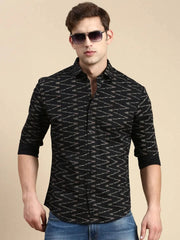 Men Black Printed Casual Shirt-RANGEPRINT-4914-Black