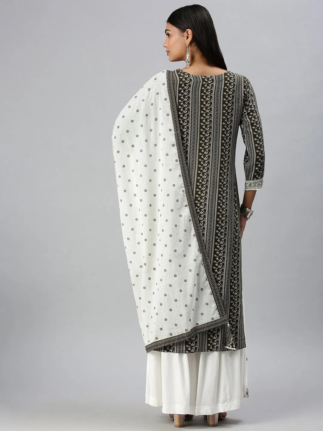 Olive Printed Kurta Sets - Women's Cotton Kurta Sets
