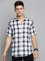 Men White Checked Casual Shirt-MAYACHECKS-4420-White