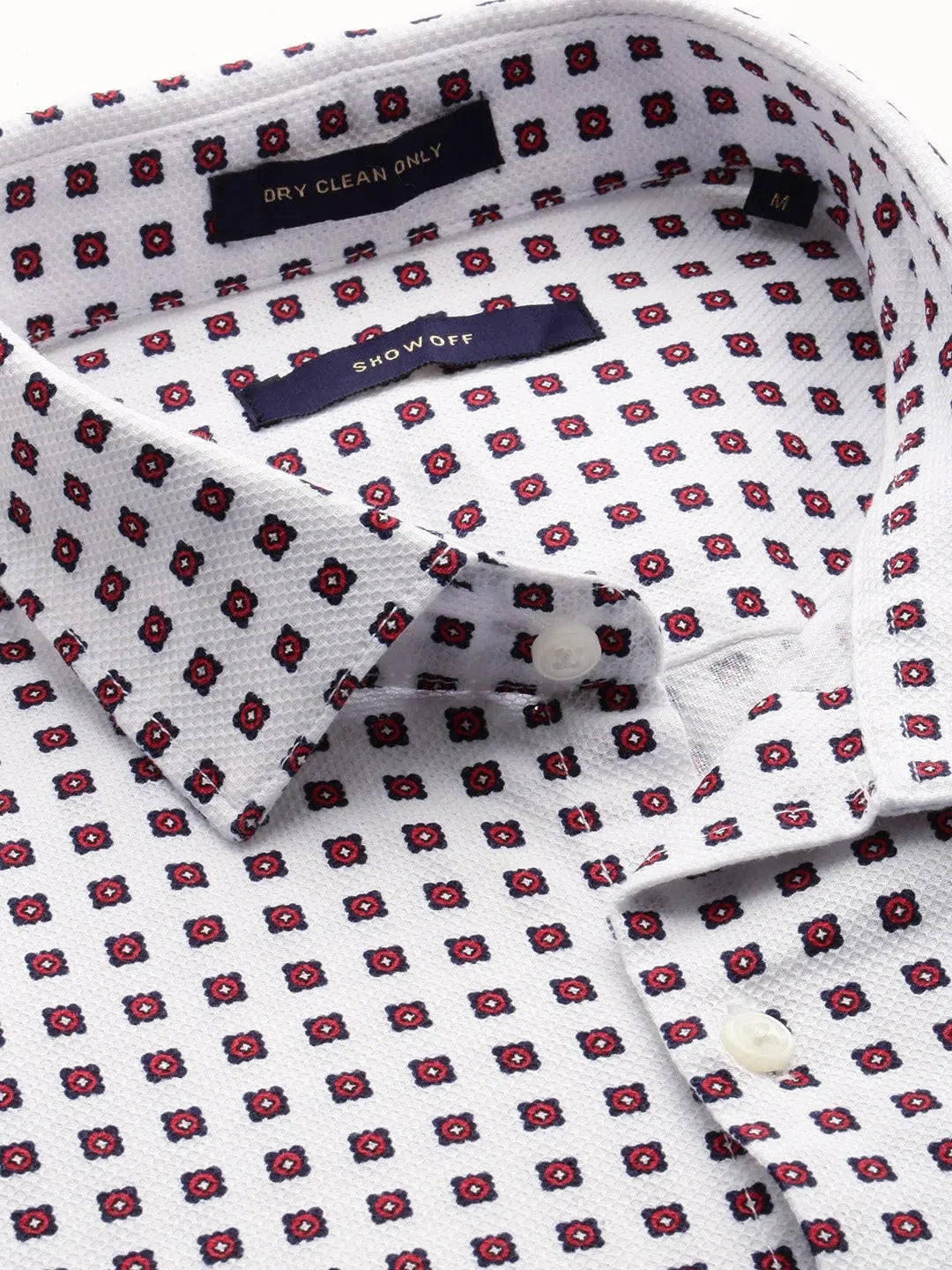 White Polka Dot Mens Shirt - Cotton Formal Shirts