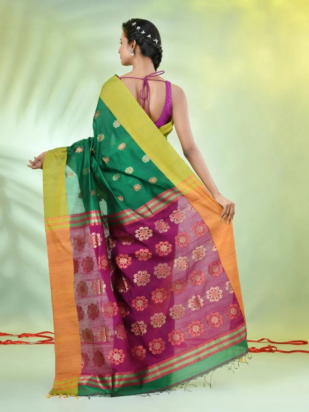 Green Cotton Saree - Designer Sarees India