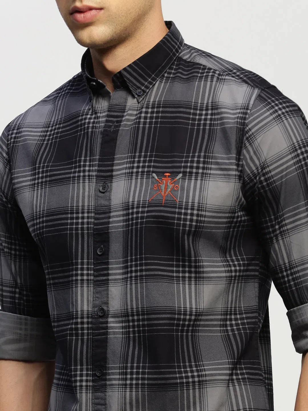 Men's Navy Checkered Cotton Shirt | DesiQlo Beach Shirts