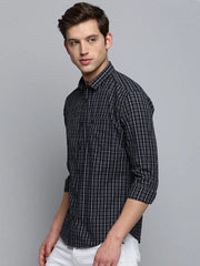 Men Black Checked Casual Shirt-SOMNIUMCHECKS-2005-Black