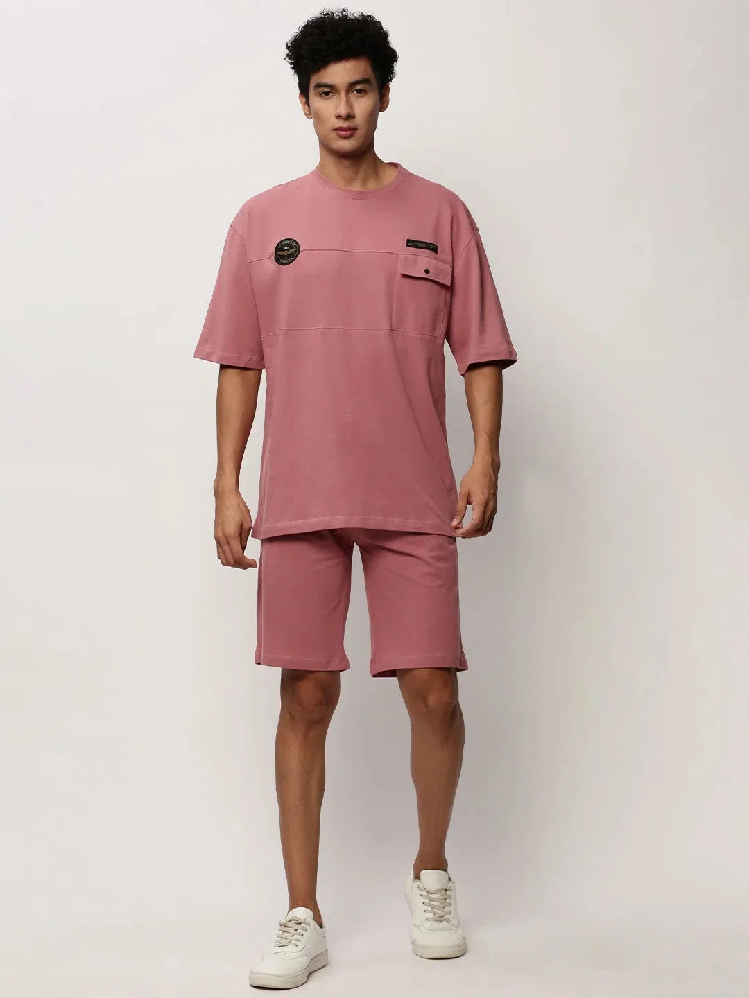 Men's Mauve Solid Casual Co ord Sets | Showoff Fashion