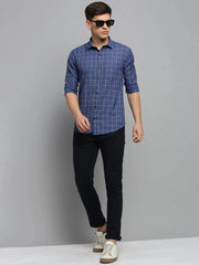 Men Blue Checked Casual Shirt-DALTONCHECKS-4097-Blue