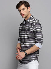 Men Green Striped Casual Shirt-JAVISTRIPES-2092-1-Olive