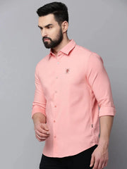 Men Peach Solid Casual Shirt-SHOPPEIMPORT-5223-Peach