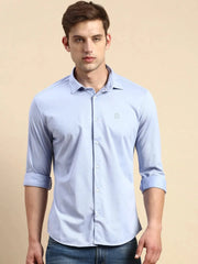 Men Blue Solid Casual Shirt-ATHERKNITS-5005-Blue