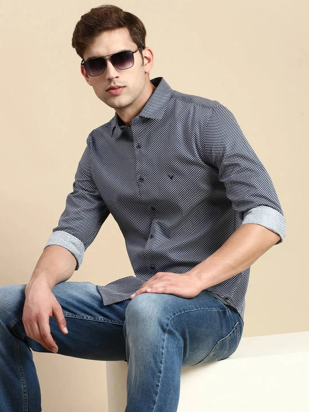 Navy Blue Solid Mens Shirt | Casual Cotton Shirt