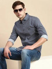Men Navy Solid Casual Shirt-IKIGAIPRINTS-8801-Navyblue