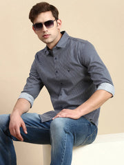 Men Navy Solid Casual Shirt-IKIGAIPRINTS-8801-Navyblue