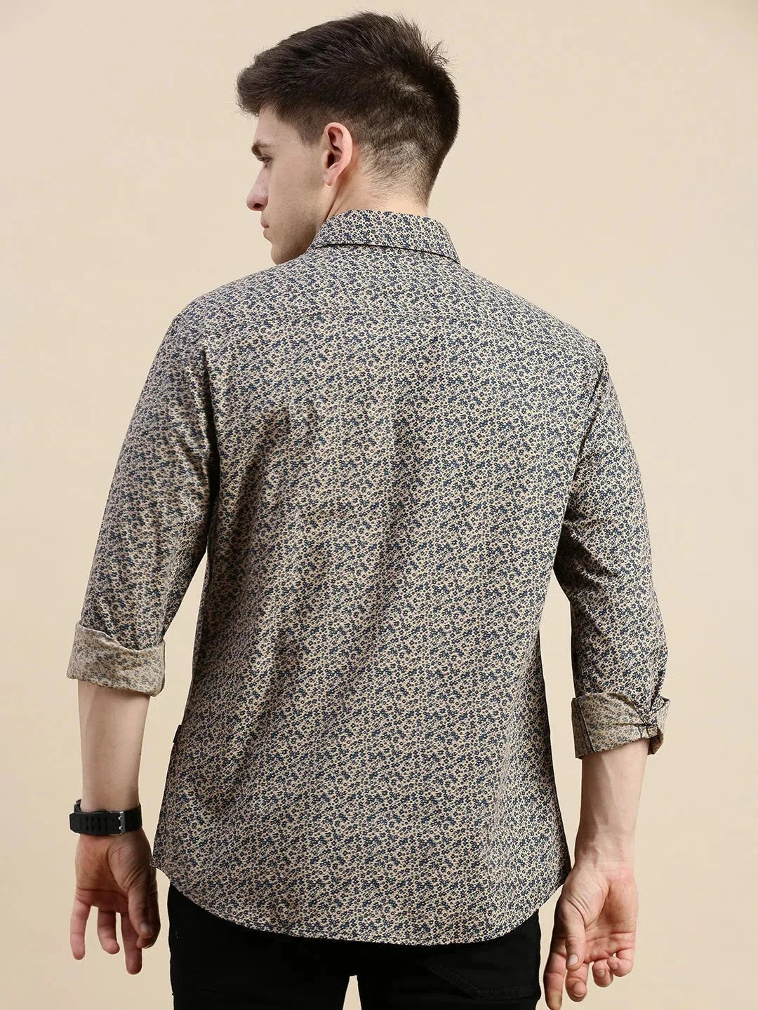 Beige Floral Mens Shirt | Stylish Cotton Printed Shirt