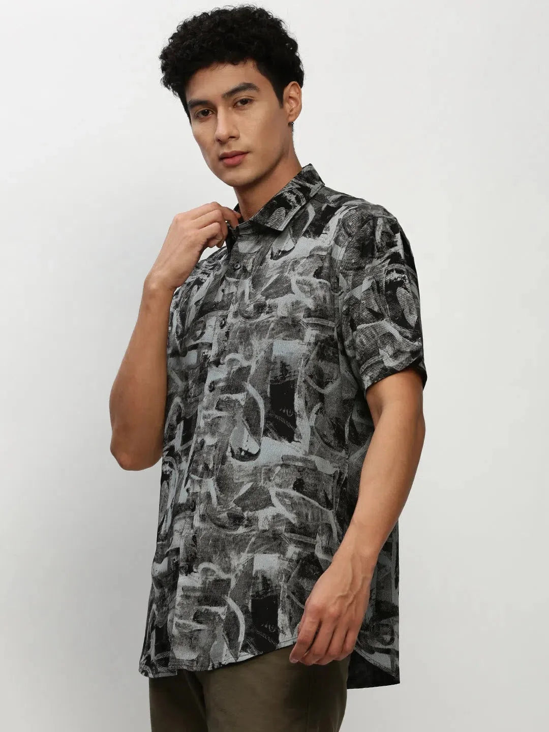 Black Printed Mens Shirt - DesiQlo Cotton Casual Shirts