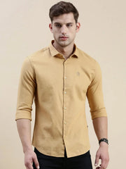Men Khaki Solid Casual Shirt-CASPERPLAIN-5102-Khaki