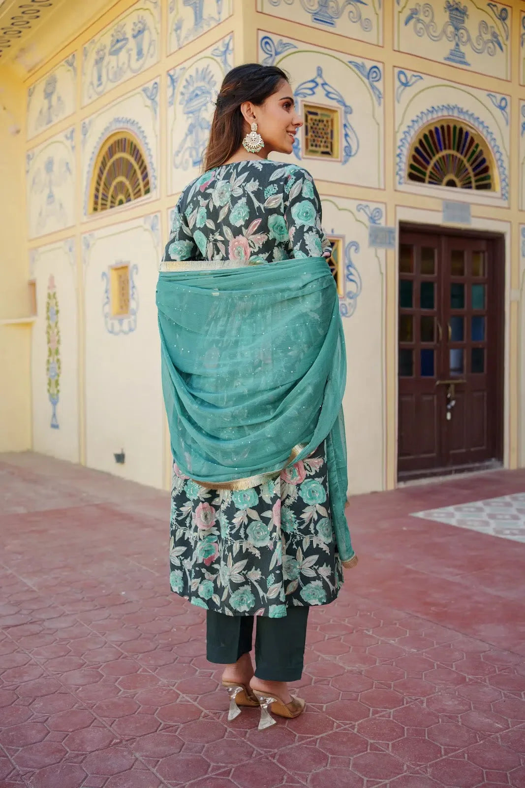 Teal Muslin Kurta Set with Dupatta | Women's Designer Kurtas