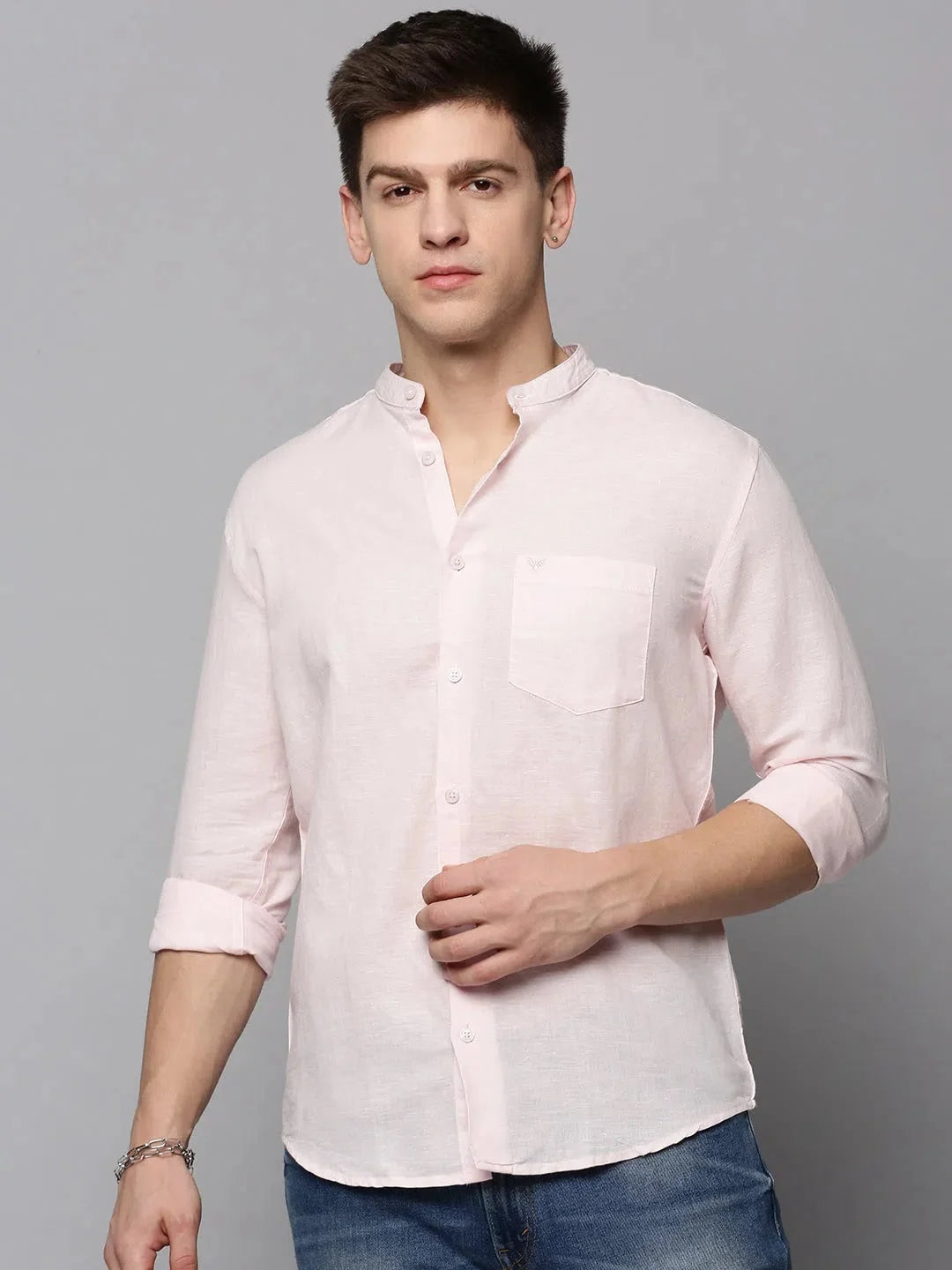 Pink Solid Cotton Mens Shirt - Casual Style | DesiQlo