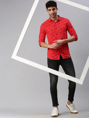 Men Red Printed Casual Shirt-STANDARDPRINT-1307-Red
