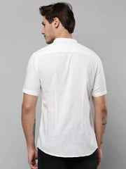 Men White Solid Casual Shirt-SUCKERSHIRT-741-Offwhite