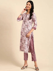 Women's Mauve Printed Kurta SetKC-908-Mauve