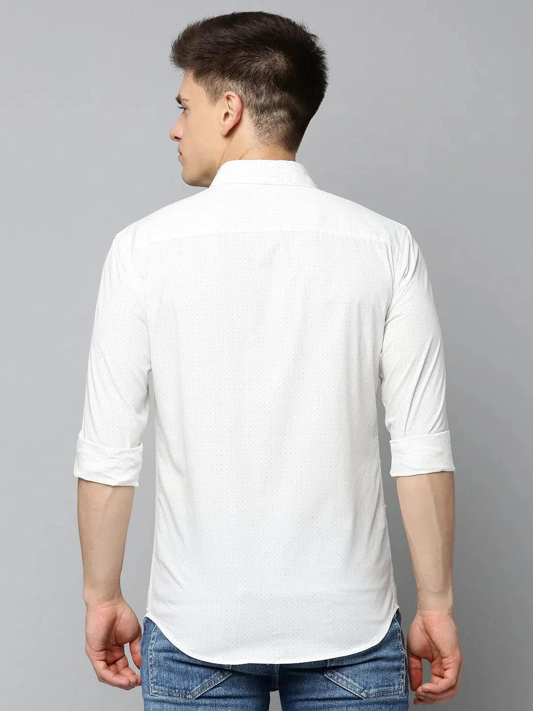 White Printed Cotton Mens Shirt | Casual Shirts for Men DesiQlo