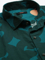 Men Green Colourblock Casual Shirt-GRADEPRINT-4147-Green