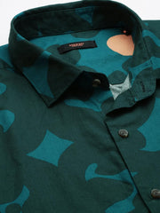 Men Green Colourblock Casual Shirt-GRADEPRINT-4147-Green