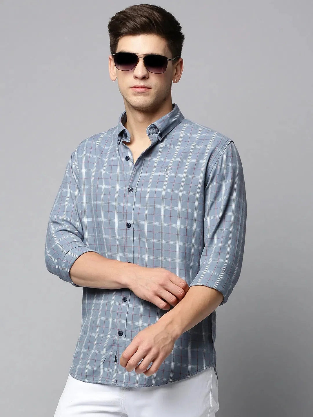 Grey Checked Cotton Mens Shirt - DesiQlo Casual Shirt
