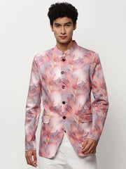 Men Mauve Printed Casual Blazers-SOBLZ-083-6-Mauve