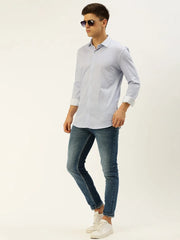 Men Blue Striped Casual Shirt-ATHERKNITS-5000-Blue