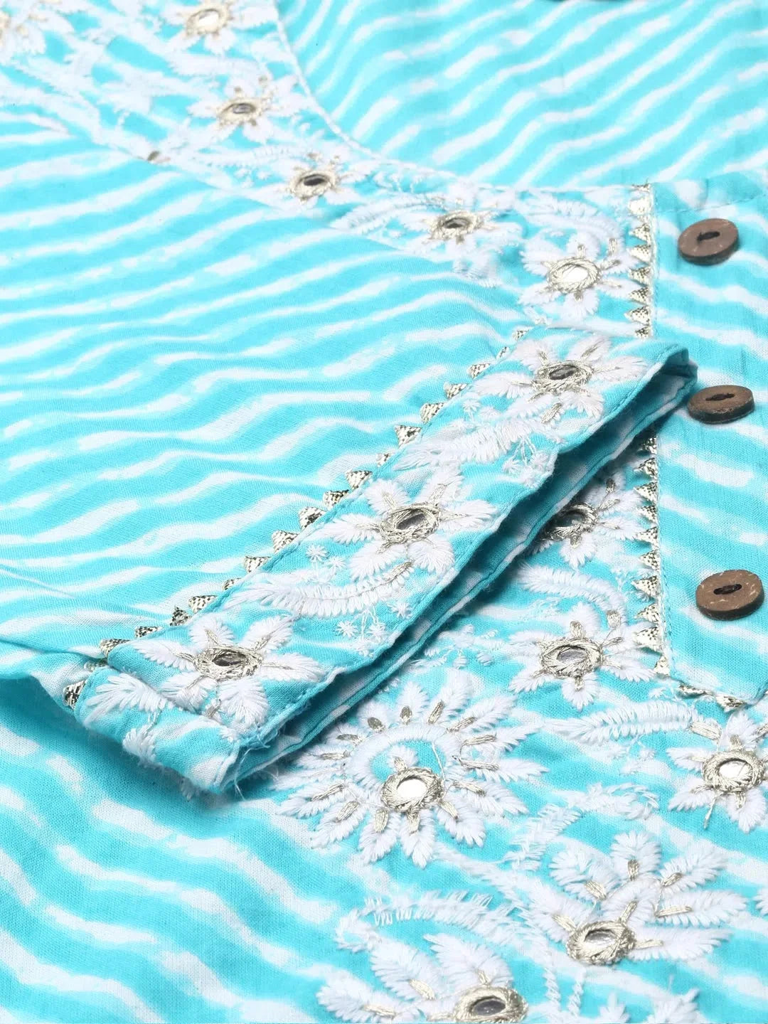 Turquoise Blue Tie Dye Women's Kurta Set | Cotton Kurta Sets