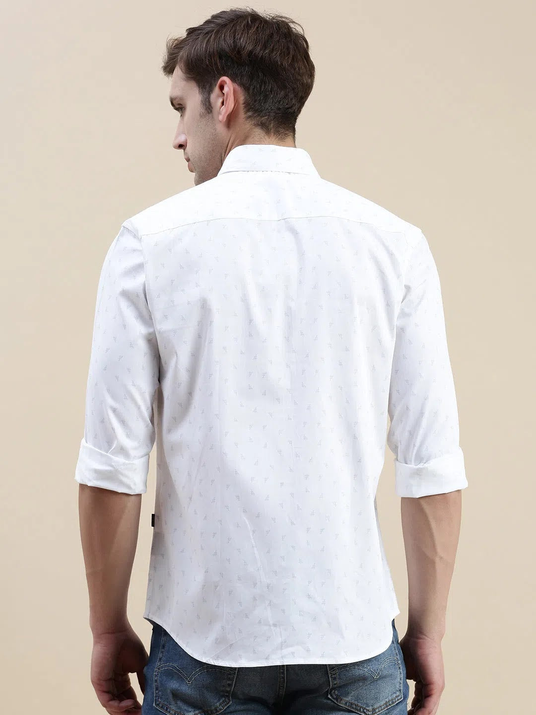 White Geometric Cotton Mens Shirt | Casual Printed Shirt