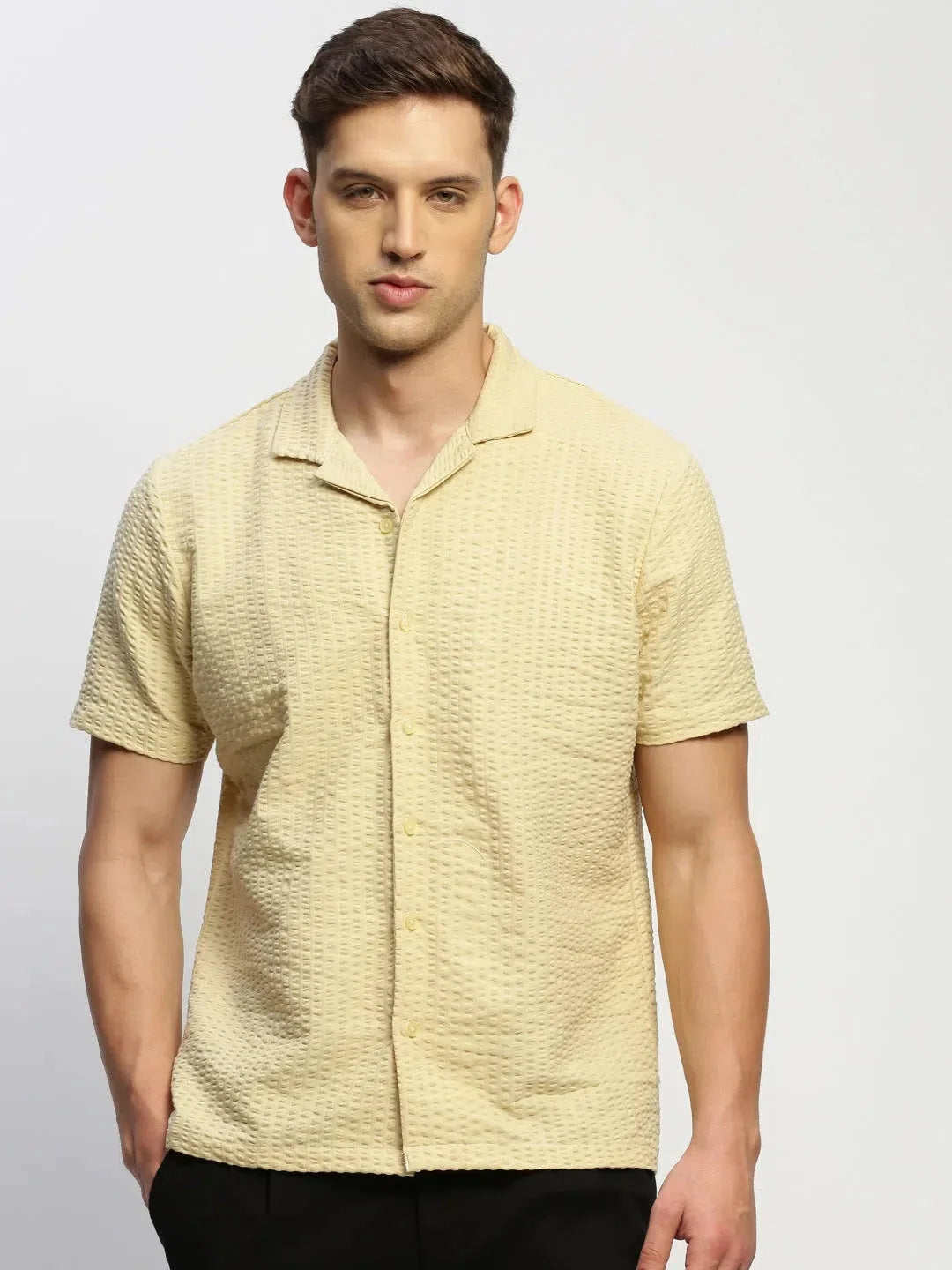 Men's Cream Solid Shirt - Essential Cotton Shirt | DesiQlo