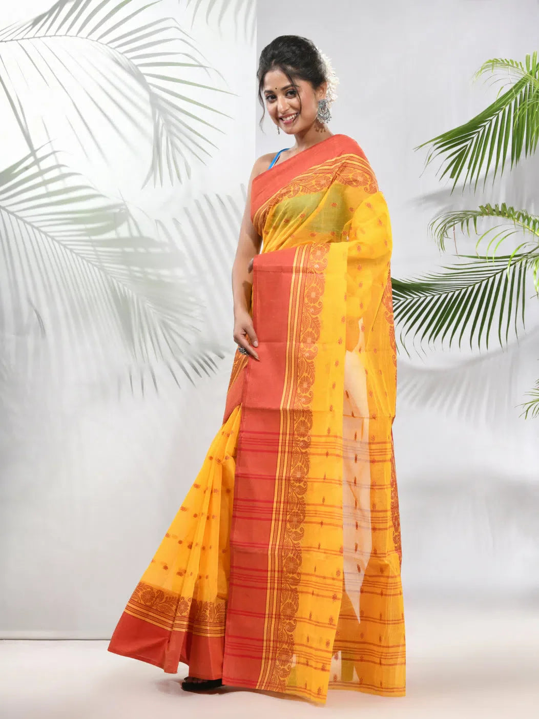 Yellow Cotton Tant Saree | Indian Sarees for Women
