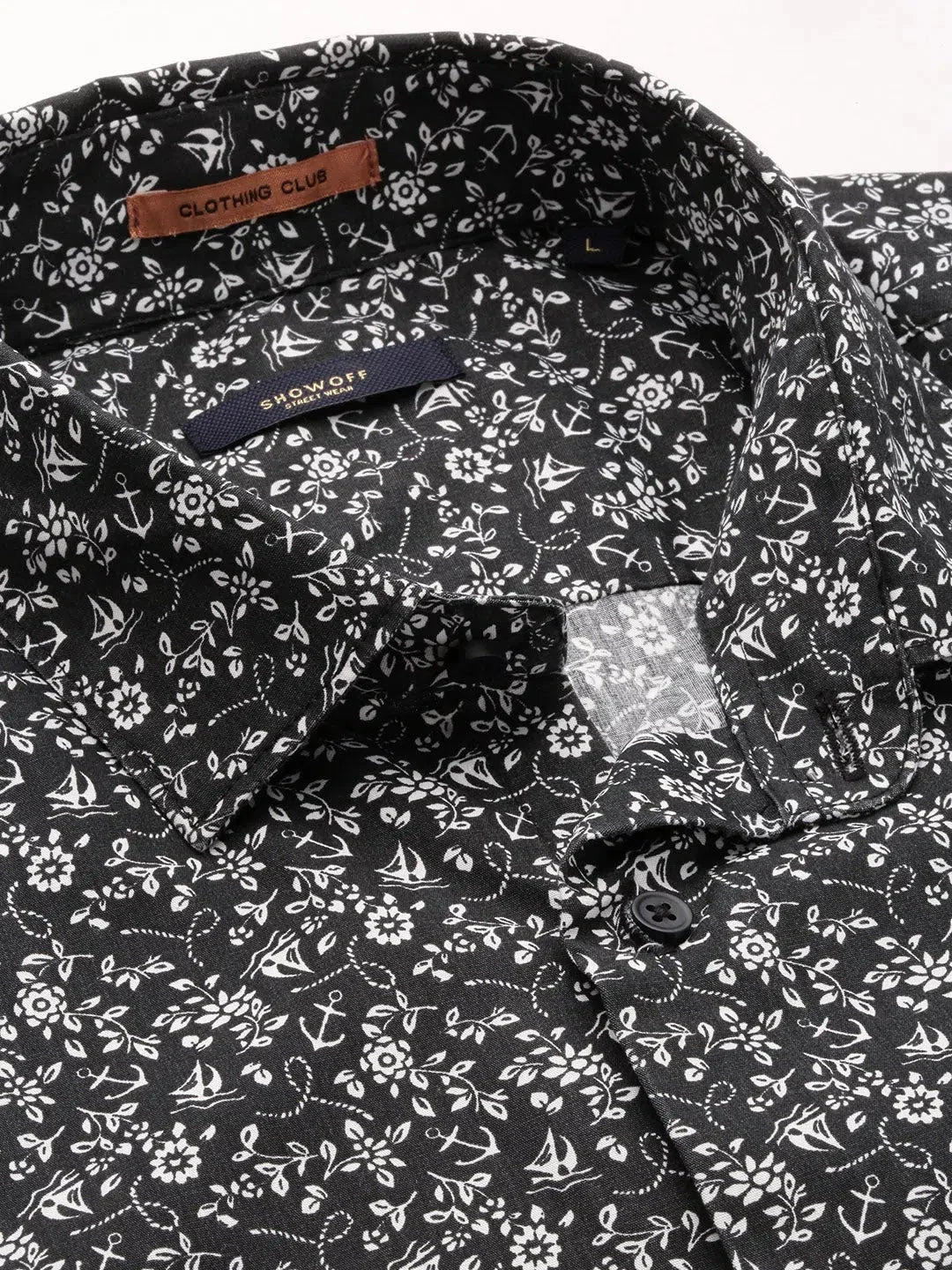 Black Floral Printed Mens Shirt - Stylish Cotton Casual